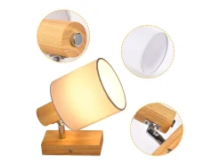 NETTLIFE Foco de Techo de Pasillo de Pared de Madera Moderno Giratorio 350° E14 MAX.40W para Salón Dormitorio Cocina (Sin Bombilla)