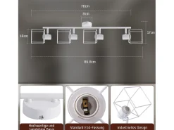NETTLIFE Foco de techo E14 giratorio 350°, de metal, para salón, ajustable, sin bombilla