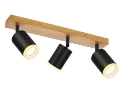 NETTLIFE Foco de techo Focos de techo negros GU10 Foco de pared de madera giratorio 350°