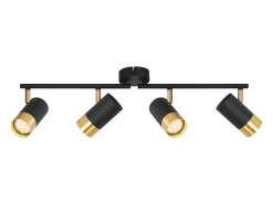 NETTLIFE Foco de techo GU10 Lámpara de pasillo Negro Dorado 350° Ajustable Vintage