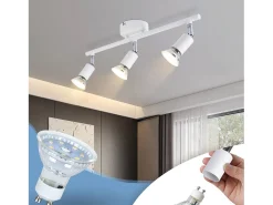 NETTLIFE Foco de techo LED de 3 bombillas - Foco de techo interior GU10 blanco cálido moderno