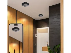 NETTLIFE Foco de Techo LED Negro 7W Montaje en Superficie Angular Luz de Techo pequeña Blanca cálida para Sala de Estar Dormitorio