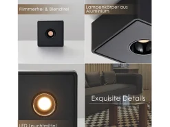 NETTLIFE Foco de Techo LED Negro 7W Montaje en Superficie Angular Luz de Techo pequeña Blanca cálida para Sala de Estar Dormitorio