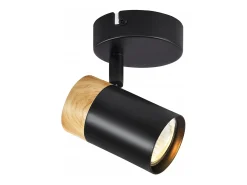 NETTLIFE Foco de Techo LED Focos de Madera GU10 Lámpara Giratoria de 330° Negro Vintage Interior para Pasillo Sala de Estar Dormitorio Cocina