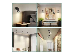 NETTLIFE Foco de techo LED, 1 bombilla negra, plafón para salón, orientable, GU10, lámpara moderna tipo foco.