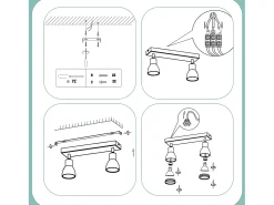 NETTLIFE Foco de techo LED de 2 bombillas blanco, foco de techo para salón, foco orientable GU10, lámpara moderna.