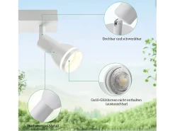 NETTLIFE Foco de techo LED de 2 bombillas blanco, foco de techo para salón, foco orientable GU10, lámpara moderna.
