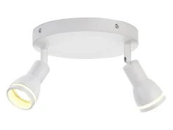 NETTLIFE Foco de techo LED de 2 bombillas blanco, foco de techo para salón, foco orientable GU10, lámpara moderna de foco.