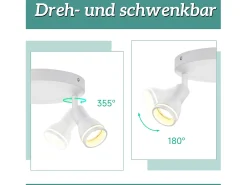 NETTLIFE Foco de techo LED de 2 bombillas blanco, foco de techo para salón, foco orientable GU10, lámpara moderna de foco.