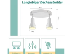 NETTLIFE Foco de techo LED de 2 bombillas blanco, foco de techo para salón, foco orientable GU10, lámpara moderna de foco.