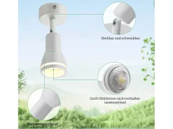 NETTLIFE Foco de techo LED de 1 bombilla blanca, plafonero orientable para salón, lámpara GU10 moderna.