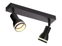 NETTLIFE Foco de techo LED de 2 bombillas negro, foco de techo para salón, foco orientable GU10, lámpara de foco moderna.