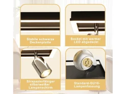 NETTLIFE Foco de techo LED de 2 llamas GU10, lámpara de techo moderna blanca cálida, orientable, 12 W