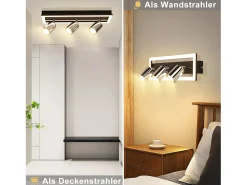 NETTLIFE Foco de techo LED de 3 llamas, luz de techo negra GU10, focos de techo orientables, 15 W, blanco cálido