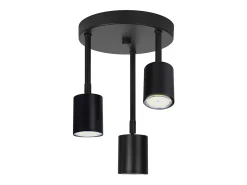 NETTLIFE Foco de techo, lámpara de techo negra, 3 bombillas LED GU10 orientables 350°