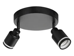 NETTLIFE Foco de techo negro, moderno foco de techo con 2 focos orientables GU10, de metal.
