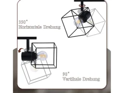 NETTLIFE Foco de techo negro E14 giratorio 350°, lámpara de techo vintage de metal, ajustable para sala de estar, sin bombilla
