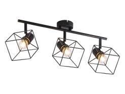 NETTLIFE Foco de techo negro E14 giratorio 350°, lámpara de techo vintage de metal, ajustable para sala de estar, sin bombilla
