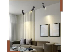 NETTLIFE Foco de techo negro, 1 bombilla de techo moderna foco GU10, focos orientables para interior, de metal.