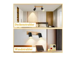 NETTLIFE Foco de techo negro GU10 Foco de pared de madera giratorio sin bombilla 350°