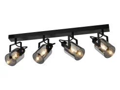 NETTLIFE Foco de techo negro, 4 bombillas. Foco orientable 350° industrial vintage, E14.