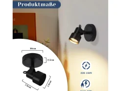 NETTLIFE Foco de techo negro - Lámpara de techo vintage GU10 para cocina, salón, pasillo