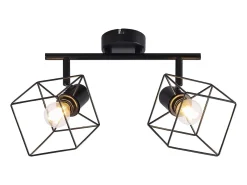 NETTLIFE Foco de techo negro E14 giratorio 350°, lámpara de techo vintage de metal sin bombilla para dormitorio