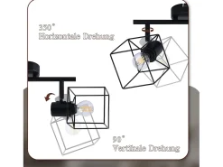 NETTLIFE Foco de techo negro E14 giratorio 350°, lámpara de techo vintage de metal sin bombilla para dormitorio