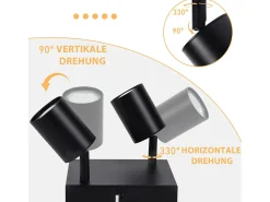 NETTLIFE Foco de techo para sala de estar, 2 bombillas, GU10, color negro, giratorio, moderno, para dormitorio, cocina