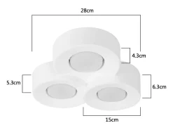 NETTLIFE Foco de techo para montaje en superficie, blanco, moderno, para pasillo, 3 llamas, Gx53, máx. 10 W