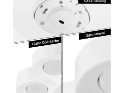 NETTLIFE Foco de techo para montaje en superficie, blanco, moderno, para pasillo, 3 llamas, Gx53, máx. 10 W