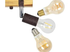 NETTLIFE Foco de techo retro 2 lámparas regulables con viga de madera, LED orientable, intercambiable