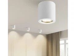 NETTLIFE Foco de techo redondo blanco Gu10 de 40 W, montaje en superficie, moderno, de yeso