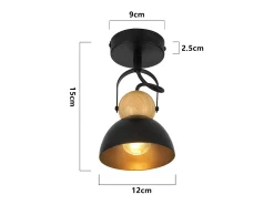 NETTLIFE Foco de techo vintage negro E27 ajustable a 350° Retro Entrada Sala de estar Dormitorio