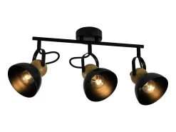 NETTLIFE Foco de techo vintage negro E27, lámpara de pasillo de metal industrial retro ajustable a 350°, 3 llamas