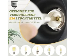 NETTLIFE Foco de techo vintage E14 para interior, orientable 350°, negro, giratorio 350°, industrial, 4 llamas, redondo