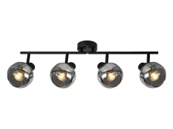 NETTLIFE Foco de techo vintage para salón en cristal gris ahumado 4 E14 orientable 350°