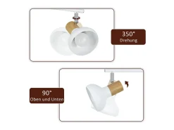 NETTLIFE Foco de techo vintage E14 para interiores, giratorio 350°, blanco, 4 bombillas, redondo, para sala de estar de hotel
