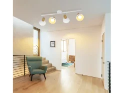 NETTLIFE Foco de techo vintage E14 para interiores, giratorio 350°, blanco, 4 bombillas, redondo, para sala de estar de hotel