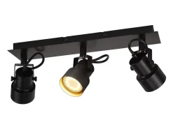 NETTLIFE Foco de techo vintage negro GU10 Lámpara de cocina para 3 llamas ajustables Vintage 350°