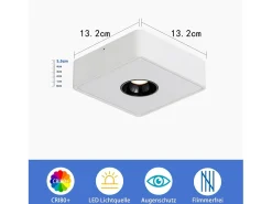 NETTLIFE Foco LED Blanco 7W Blanco Cálido Foco de Techo Moderno Foco Plano y Cuadrado para Pasillo Cocina Comedor