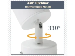 NETTLIFE Foco LED Blanco GU10 Giratorio 330° Ajustable Lámpara de Moderna Foco de Pared Industrial para Sala de Estar Dormitorio