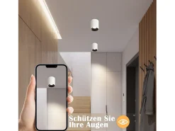 NETTLIFE Foco LED de superficie 3000 K 7 W blanco redondo moderno blanco cálido foco de techo plano lámpara de techo