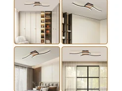 NETTLIFE foco LED de techo de 12W, madera, 3000K, luz blanca cálida, diseño moderno, metal negro.