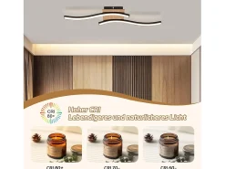 NETTLIFE foco LED de techo de 12W, madera, 3000K, luz blanca cálida, diseño moderno, metal negro.