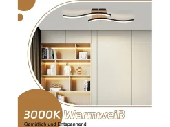 NETTLIFE foco LED de techo de 12W, madera, 3000K, luz blanca cálida, diseño moderno, metal negro.