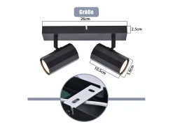 NETTLIFE Focos 2 Vintage Negro Techo GU10 Giratorio 350° Retro Lámpara de Max 25 W Metal para Salón Dormitorio sin Bombilla