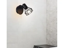NETTLIFE Focos de pared negros Focos de pared retro - Lámpara de pared E14 Lámpara de pared vintage ajustable 1 llama 350°40W
