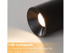 NETTLIFE Focos de techo Foco de techo Foco de superficie LED Foco de superficie LED negro 7W de superficie redonda Plafón de 3000K para Sala de estar