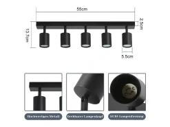 NETTLIFE Focos de techo LED negros GU10 orientables 350°, modernos para pasillo salón dormitorio sin bombilla